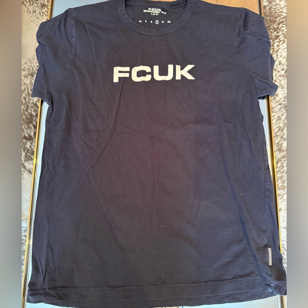 Navy Blue Men's French Connection FCUK T- Shirt in Size L